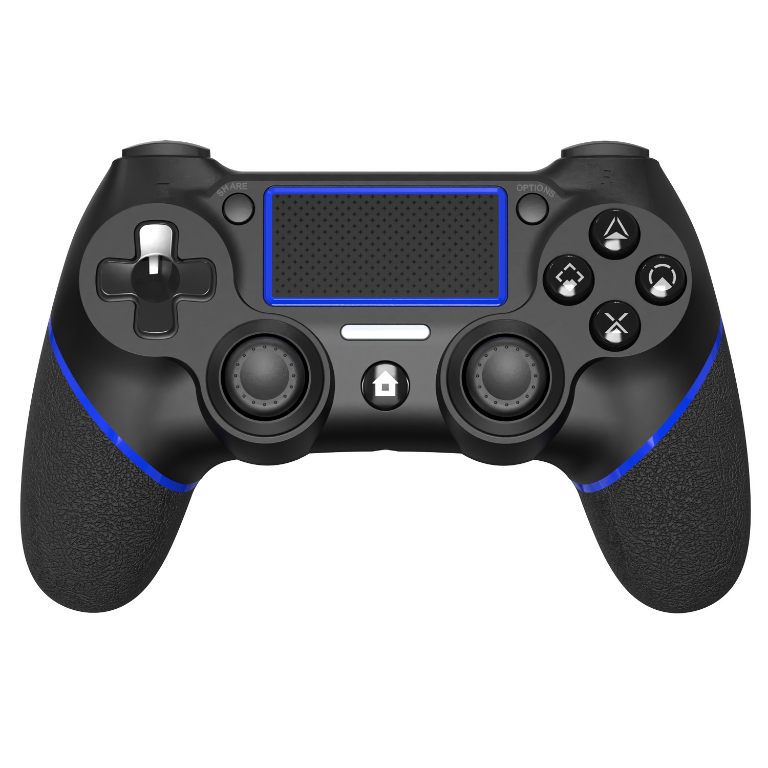 レンジライフ PS4用ワイヤレスコントローラー モーションセンサー付き ブラック&ブルー 側面シボ加工グリップ