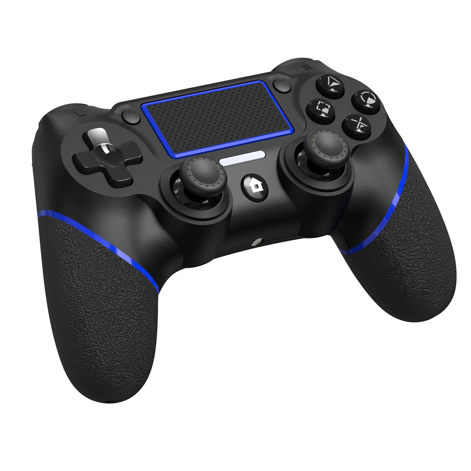 レンジライフ PS4用ワイヤレスコントローラー モーションセンサー付き ブラック&ブルー 正面俯瞰