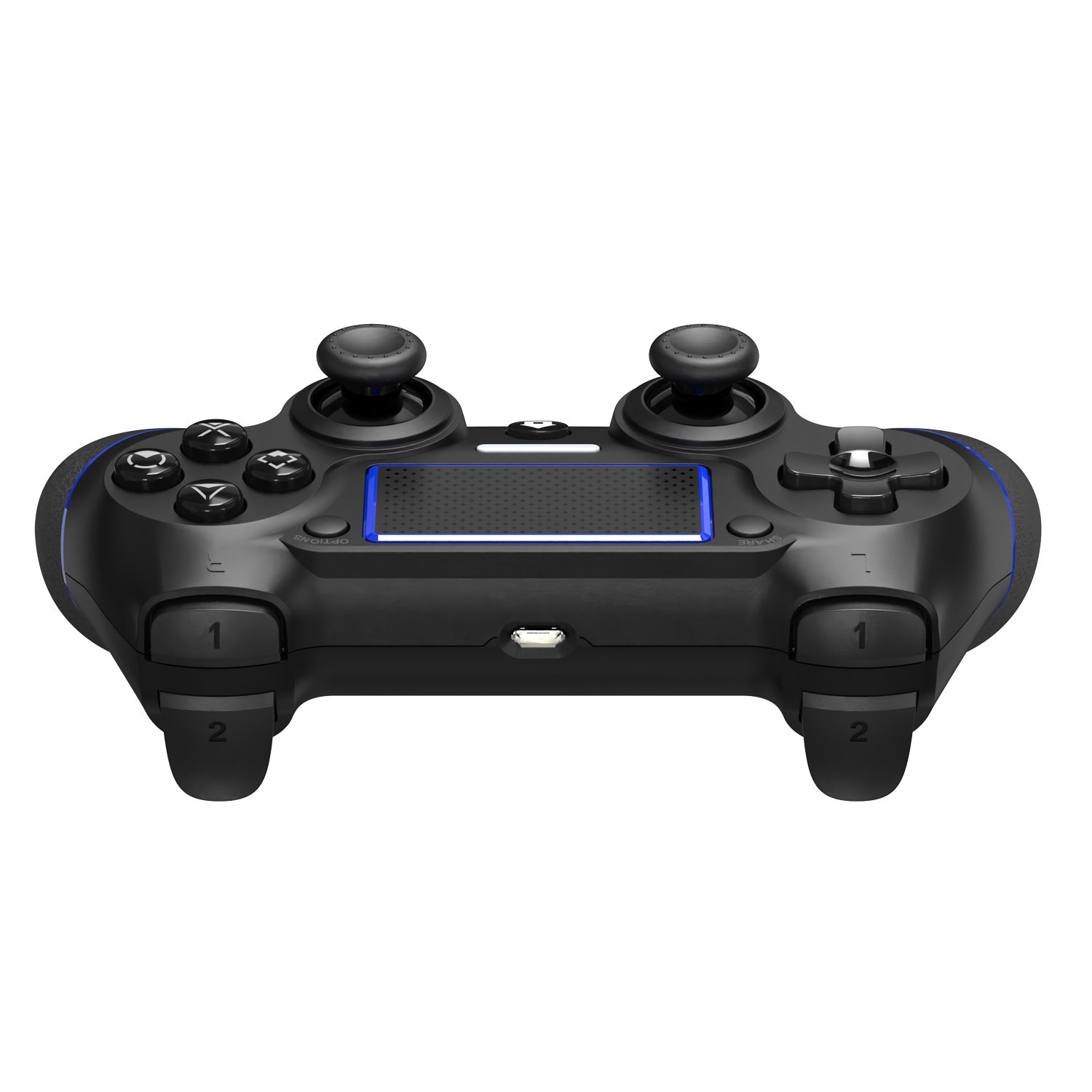 レンジライフ PS4用ワイヤレスコントローラー モーションセンサー付き ブラック&ブルー 正面