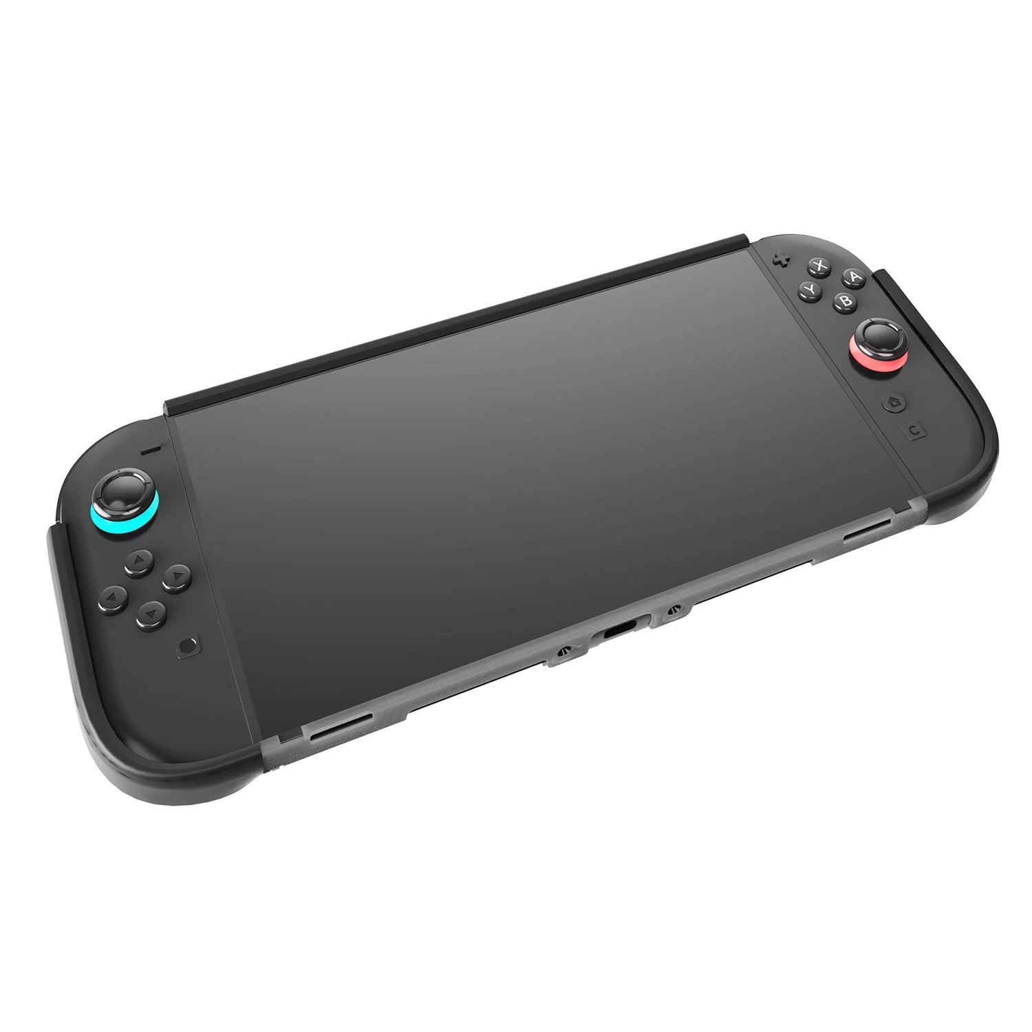レンジライフ Switch2用 ドックイン 耐衝撃ハイブリッド グリップケース クリアブラック 装着時正面イメージ