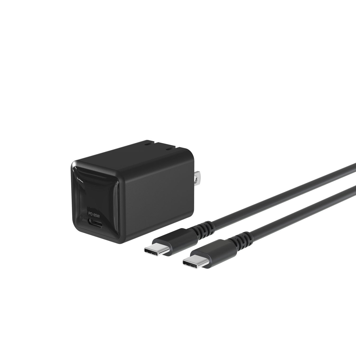 レンジライフ Switch2用コンパクトAC充電器 本体とケーブル斜め