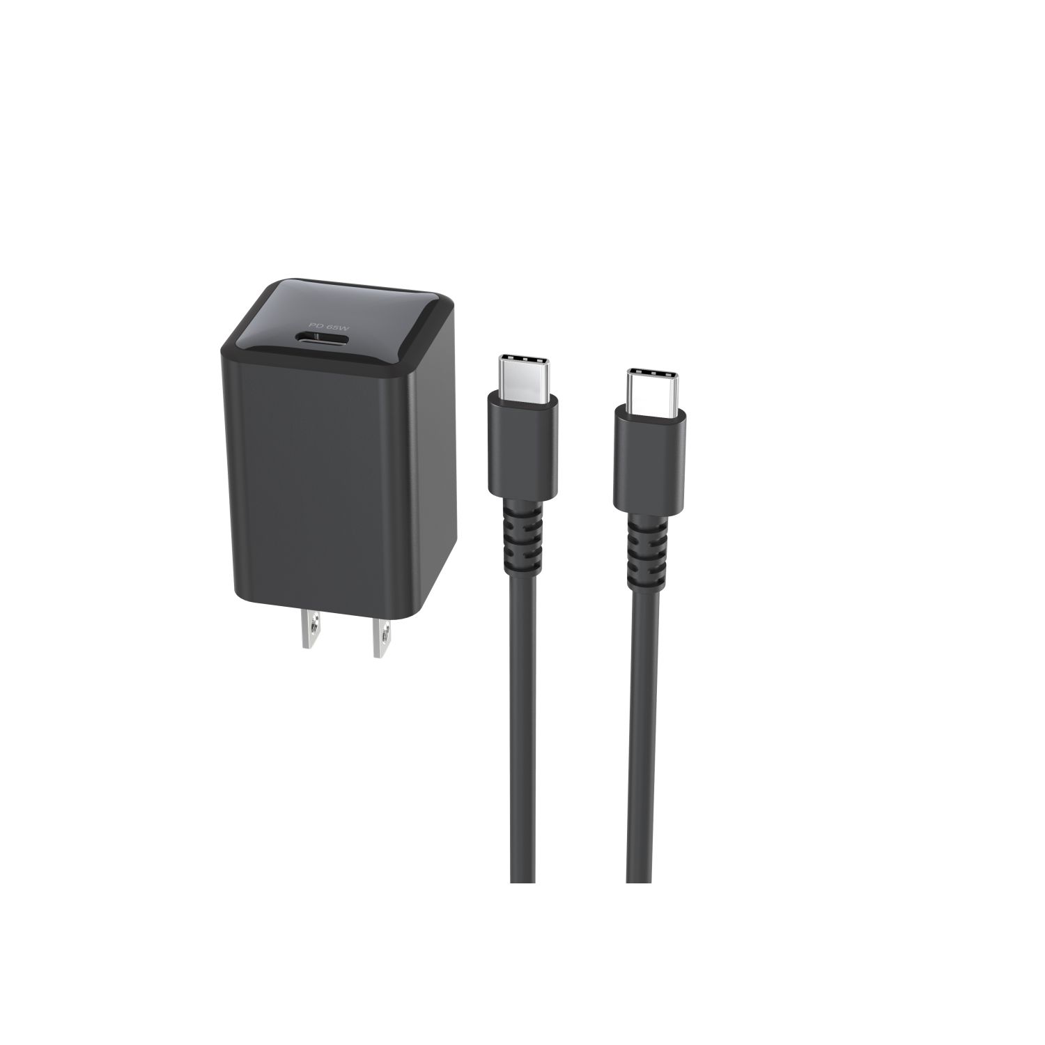 レンジライフ Switch2用コンパクトAC充電器 本体正面とケーブル端子
